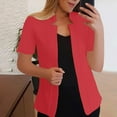 thumbnail image 2 of Lcziwo Women's Fashion Coats Solid Color Notch Collar Outerwear Short Sleeve Open Front Jackets Business Office Work Blazer 2025 Red,XXL, 2 of 6