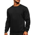 thumbnail image 5 of safuny Mens Top Pullover Solid Color Plus Size T-Shirts Dressy Loose Warm Fleece Sweatshirt Tops Comfy Casual Long Sleeve Crewneck Black S, 5 of 7