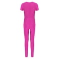 thumbnail image 4 of inhzoy Kids Girls Gymnastics Dance Bodysuit Full Body Unitards Short Sleeve Catsuit Tumbling Outfit Zipper Workout Hot Pink 10, 4 of 5