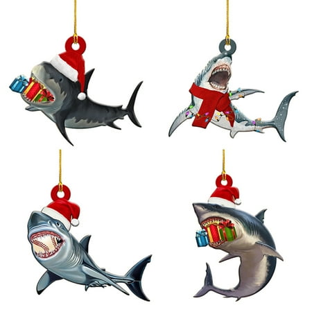 

Christmas Shark Pendant Colored Wooden Ocean Style Ornament Xmas Decoration Home Living Room Bedroom Christmas Shark Pendant Colored Wooden Ocean Style Ornament Not Easy to Fade Durable Combination