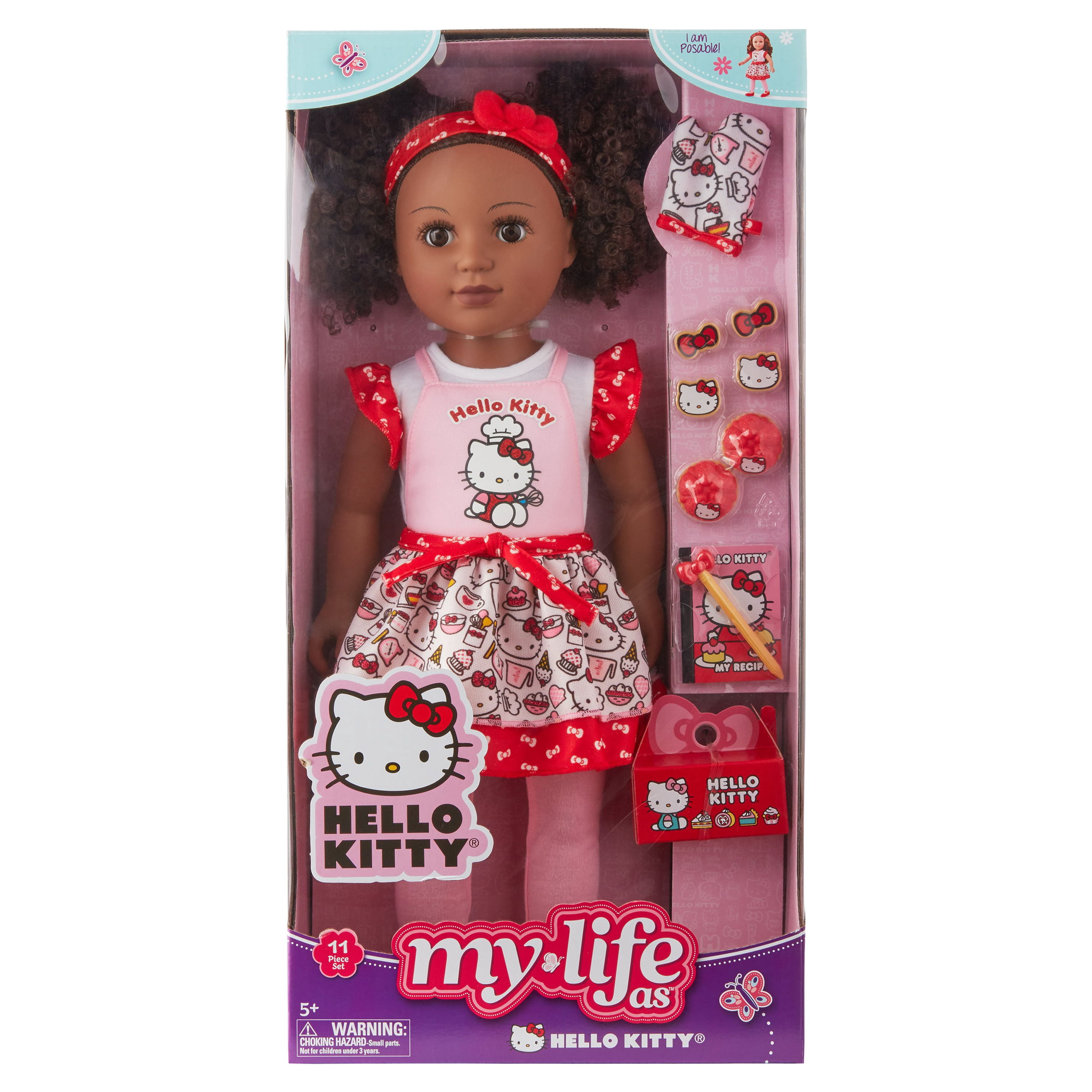 My Life As Poseable Hello Kitty Baker 18" Doll, Dark Brunette Hair, Brown Eyes