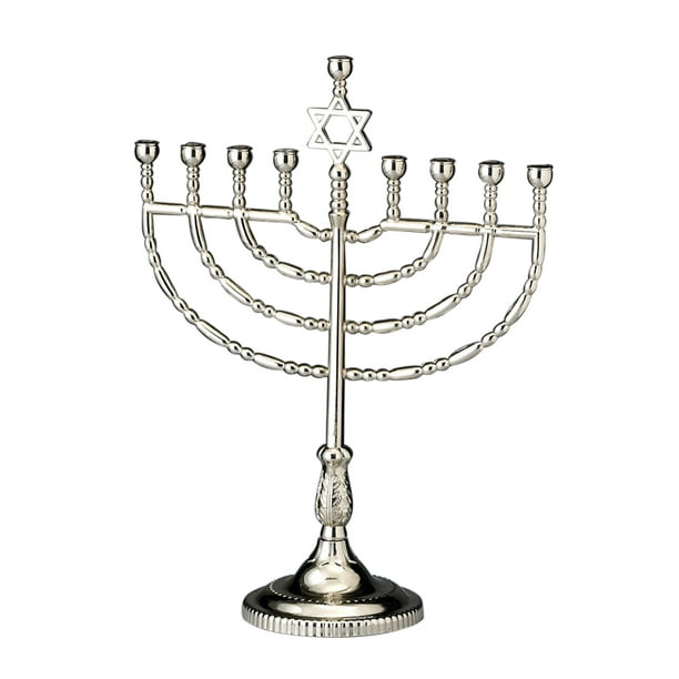Rite Lite 11.5" Argent Solide Traditionnel Hanukkah Menorah Bougies Stand