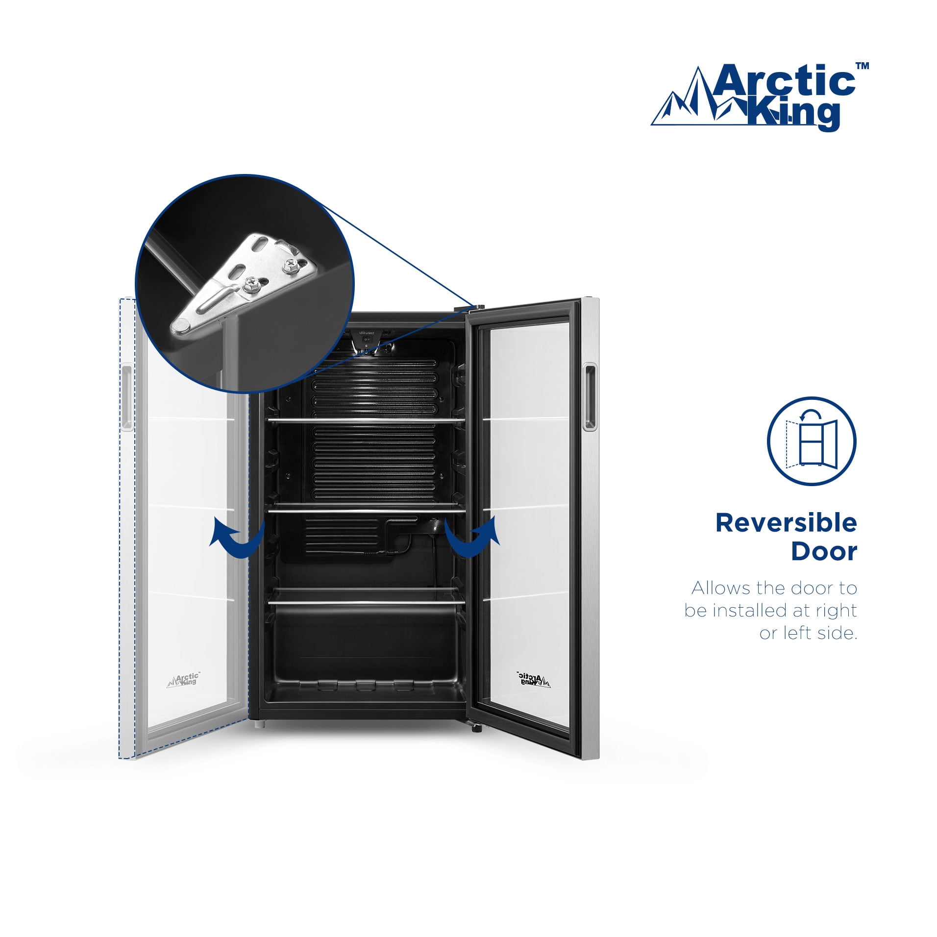 Arctic King Beverage Cooler – Compact Beverage Refrigerator, Mini Fridge for Drinks, Glass Door Drink Fridge for Soda, Beer & Wine