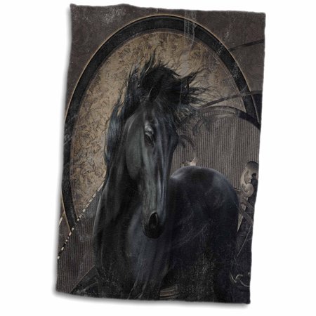 3dRose A glorious Friesian horse in gothic look - Towel  15 by 22-inch