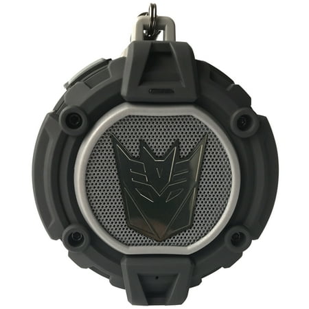 Transformers: Licensed Bluetooth v4.2 HD Wireless Portable Speaker - DECEPTICON BLACK - LED Decepticon Shield Projector, Built-in Mic, Hands-Free, Rechargeable - Swordfish Tech