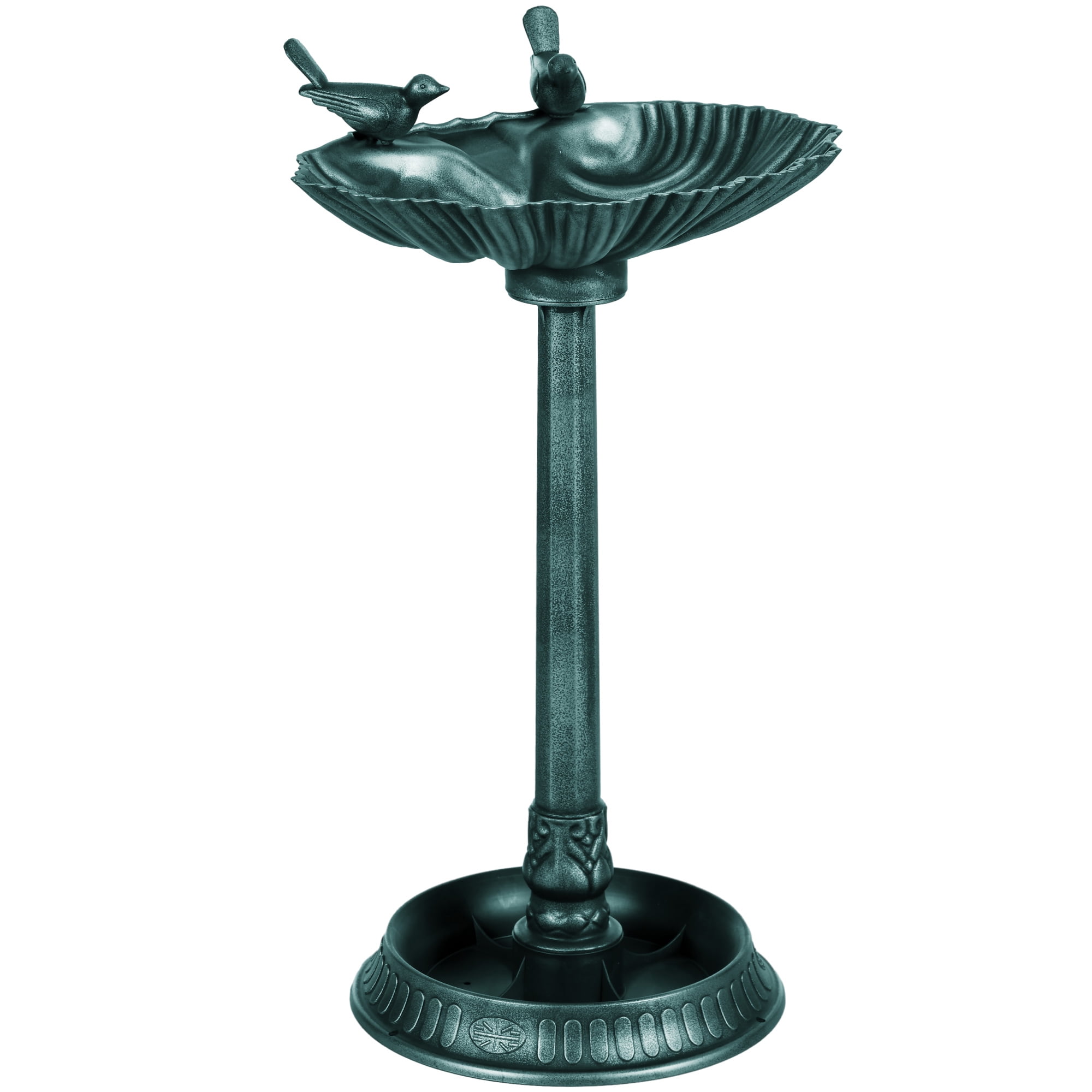 Outsunny Antique Bird Bath with Planter Pedestal, Vintage Decorative Birdbath, Bird Feeder Bowl, Verdigris