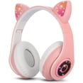 thumbnail image 1 of Auriculares Bluetooth para colocar sobre las orejas Auriculares con orejas de gato para niña rosa Luz LED RGB Auriculares inalámbricos estéreo plegables Auriculares para niños Micrófono tele JFHHH pequeña, 1 of 5