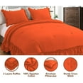 thumbnail image 4 of 1 Piece Luxury 5 Inch Two Layer Ruffle Comforter 550 GSM All Season (Full/Queen Size) Premium Super Soft - 800 TC, 100% Egyptian Cotton- Solid Orange Colour, 4 of 7
