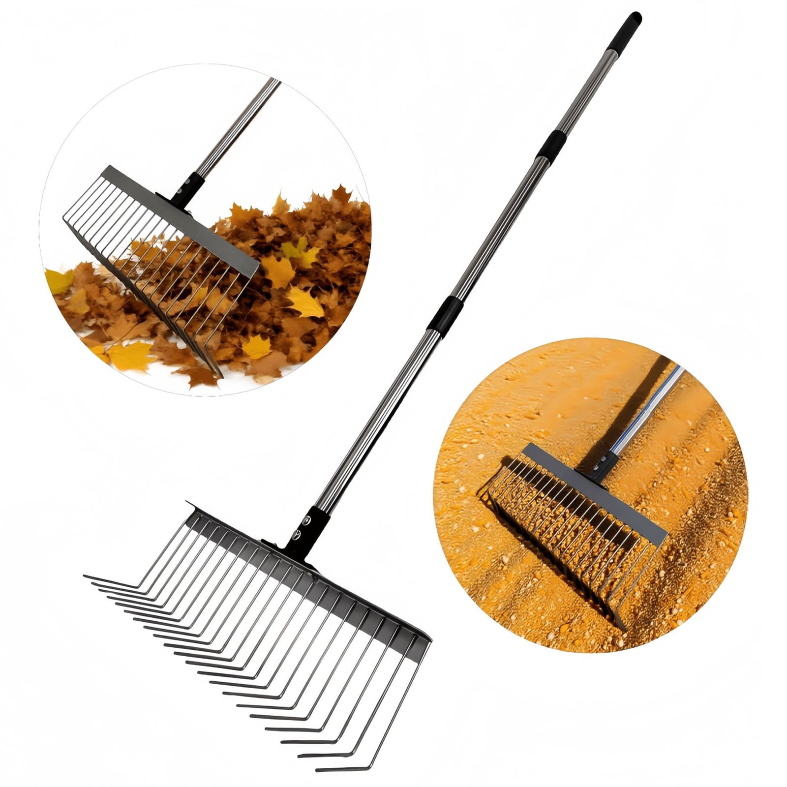 Sturdy Steel Rakes With Ergonomic Handle For Efficient GRASS Yard Debris Cleaning And Pet Waste Removal Cleaning Tool