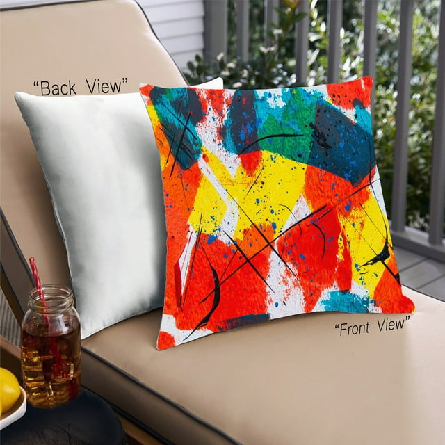 Ahgly Company Coussin Décoratif d'Extérieur à Éclaboussures de Peinture Abstraite, 18 Po X 18 Po