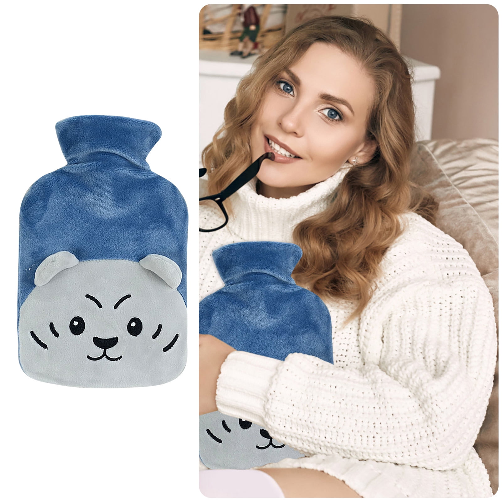 Dyfzdhu 500ml Cute Pet Hot Water Bottle Embroidery Water Injection Bag