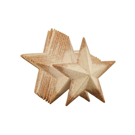 Unfinished Wood Half 3D Stars - 12-Pack Flat 3D Wood Stars, Wood Cutouts, Star Shaped Wood Pieces, for Craft DIY Classroom Projects, Christmas Tree, Party, Home Decoration, 4.5 x 4.5 x 1