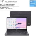 thumbnail image 6 of Acer Chromebook 14" FHD Touchscreen Laptop, Intel Core i3-N305 8-Core, Intel UHD Graphics, 8GB LPDDR5 RAM 512GB SSD, WiFi 6E, FHD Camera, Chrome OS, Google AI, Mouse, Protective Sleeve Included, 6 of 6