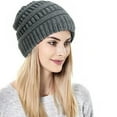 thumbnail image 5 of Ezra Womens Satin Lined Beanies Cable Knitted Slouchy Beanie Hats with Satin Lining Winter Silk Warm Slouch Skull Ski Cap, D.Gray, 5 of 9