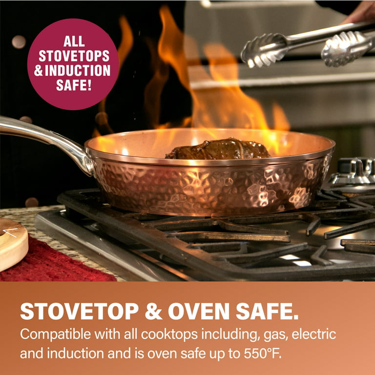 Copper Pots and Pans Set Nonstick 10-Piece Ceramic Cookware Set, Stainless  Steel Handles, Dishwasher & Oven Safe, PFOA/PFAS-Free, Orange