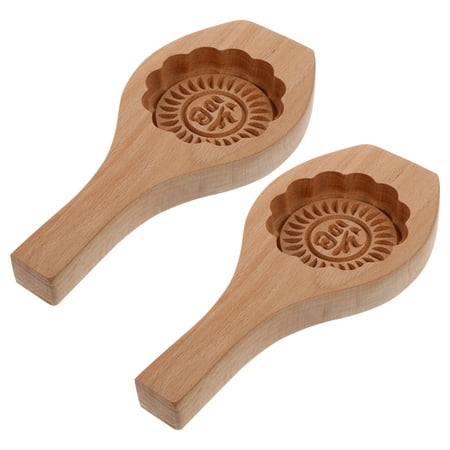

FRCOLOR 2Pcs Wooden Moon Cake Molds Creative Household Baking Tools for Kitchen (Wood)
