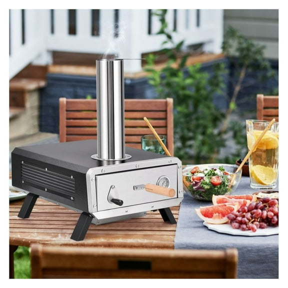 Outdoor Pizza Oven - Portable Wood Pellet Pizza Stove with 12" Rotatable Stone - Stainless Steel Pizza Maker for Camping, Backyard, Steak, Bread & More - 750°F Max Temp