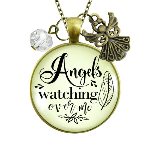 Angels Watching Over Me Necklace Gutsy Goodness Female Adult Bronze Metal Jewelry