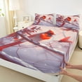 thumbnail image 3 of Homewish Cartoon Red Bird Queen Sheet Sets for Kids, Christmas Robin Animal Flat Sheet, Winter Western Festival Queen Fitted Sheet, Luxury Bedroom Decor, 4pcs, 3 of 7