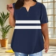 thumbnail image 2 of GERsome Womens Plus Size T Shirts Stripe Short Sleeve Comfy Tops Loose Fit Summer V-neck Tshirts, Sizes S-5XL, 2 of 6