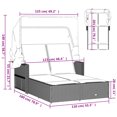thumbnail image 4 of vidaXL Double Sun Lounger with Canopy and Cushions Beige Poly Rattan, 4 of 5