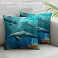 thumbnail image 3 of Creowell Throw Pillow Cover Beautiful Underwater Dolphins Coral Fish Home Decor Pillowcase for Sofa  White, 3 of 5