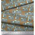 thumbnail image 2 of Soimoi Brown Moss Georgette Fabric Camera & Dots Decor Fabric Printed Yard 42 Inch Wide, 2 of 3