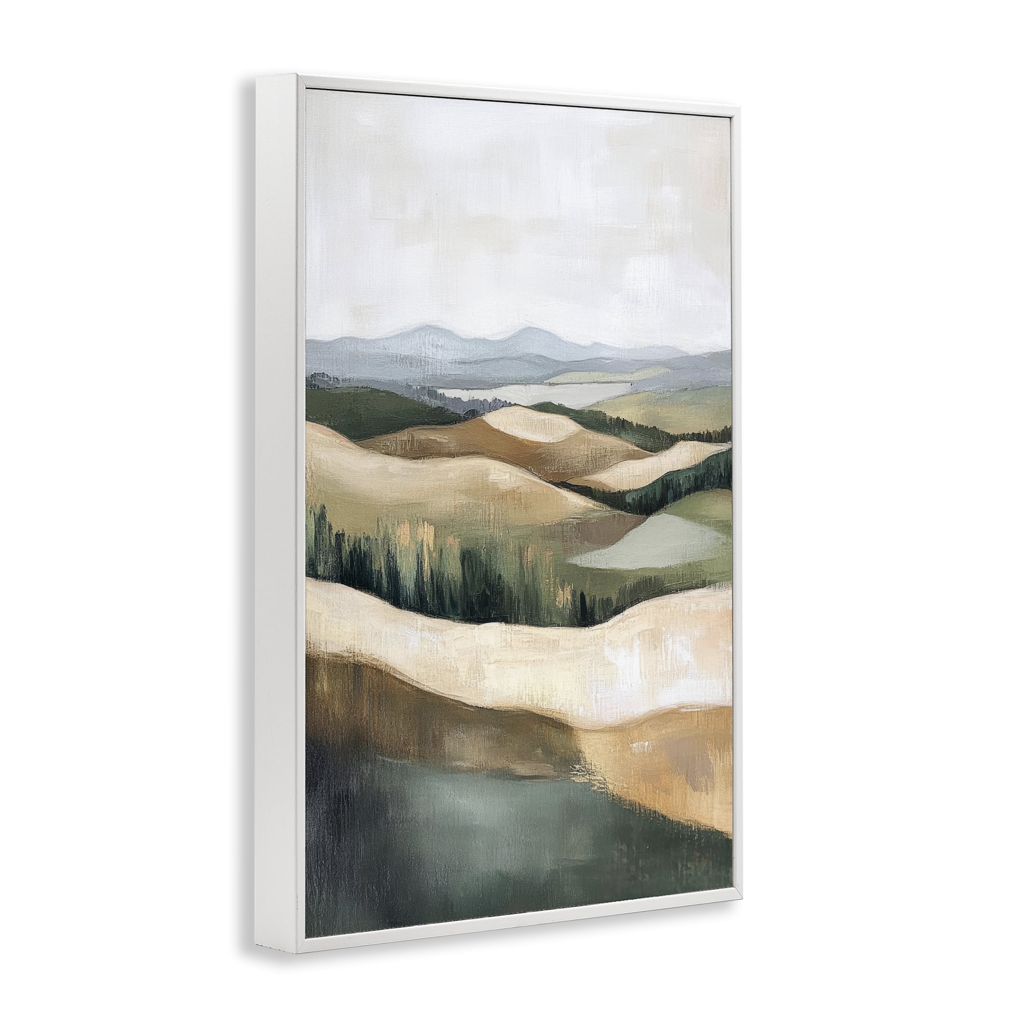 Stupell Industries Tranquil Rolling Hills & Fields White Framed Giclee Art, design by Petal Prints Design