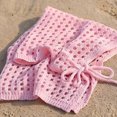 thumbnail image 5 of mgoYE Big Girl's V Neck Crochet Short Sleeve Beach Dress Summer Swimsuit Bikini Cover Up(Pink,10-12 Years), 5 of 9