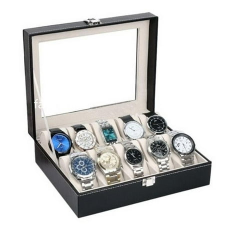 Ktaxon PU Leather 10 Slots Wrist Watch Display Box Storage Holder Organizer Case