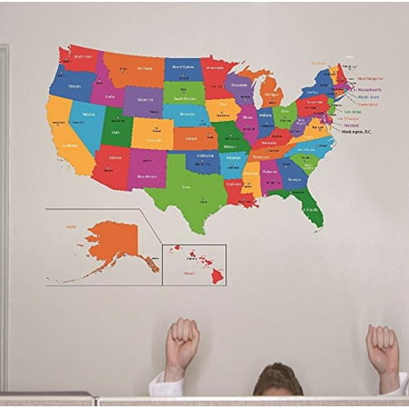 - United States Of America World Map Classroom School Kids Teacher Students Colorful Learning Teaching Vinyl Wall Decal RAD 1262 3 20 Inches X 30 Inches Multi Colored