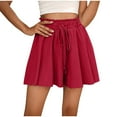 thumbnail image 2 of Roncen Women's Casual Wave-Pleated Shorts - Summer Loose Fit Elastic Waist with Drawstring & Wide Leg Hem, 2 of 8