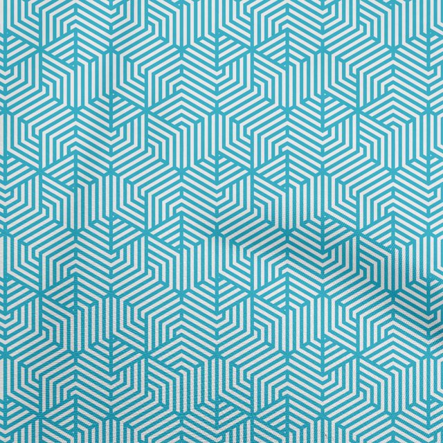 oneOone Polyester Spandex Sky Blue Fabric Geometric Craft Projects Decor Fabric Printed By The Yard 56 Inch Wide