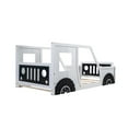 thumbnail image 3 of Twin Solid Wood Car-Shaped Platform Bed with Wooden Slats, Twin Size Bed with Wheels, Twin Size Platform Bed with Headboard and Footboard, No Box Spring Needed(White), 3 of 8