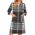 thumbnail image 3 of Robes for Women Zipper Lightweight 3/4 Sleeve Summer Housecoats for Women Zipper Front Knee Length Striped Fashion Sleepwear Nightgown with Pockets Black S, 3 of 8