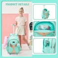 thumbnail image 5 of Mermaid Kids Rolling Backpack with Wheels for School Girls Bookbag with Lunch Box Pencil Case Luggage Ages 6-8 Green, 5 of 7