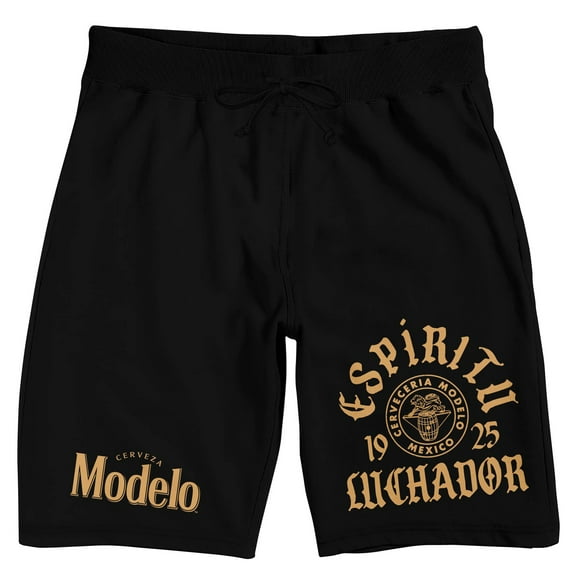 Modelo Espiritu Luchador & Classic Logo Men's Black Sleep Pajama Shorts-Small