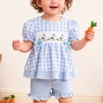 thumbnail image 4 of HCNTES Toddler Girl Easter Outfit Soft Cotton Bunny Embroidered Top and Ruffled Shorts Set 2-Piece, 4 of 7