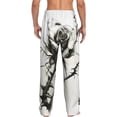 thumbnail image 7 of Salouo Black And White Rose Print Pajama Pants for Men, Lounge Pants Elastic Waistband Casual Men's sleepwear Loungewear Sleep Pajama Pant -Small, 7 of 7
