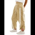thumbnail image 3 of Pantalones Deportivos Holgados de Pierna para Mujer, Informales, con Cordón Ajustable y Cintura Elástica, en Colores Contrastantes, Estilo Y2K. Caqui M, 3 of 8