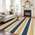 thumbnail image 3 of Vintage Stripes Washable Living Room Rugs 6'x9', Yellow Striped Retro Geometric Lines Low Pile Throw Large Area Rug Non-Slip Sturdy Edge Binding Carpet for Dining Room Kitchen Office, 3 of 9