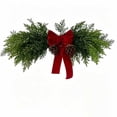 thumbnail image 2 of Christmas Door Swag with Bells Pinecones and Velvet Bow Artificial Hanging Christmas Decoration for Front Door Mirror Fireplace Mantel Indoor Holiday Decor, 2 of 6