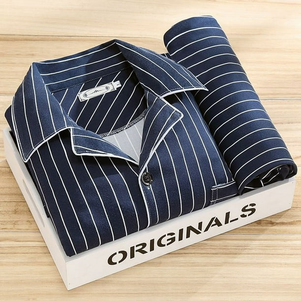 Pijamas de hombre de manga larga de primavera y otoño para hombre, traje informal de verano para jóvenes de mediana edad