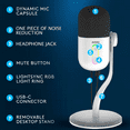 thumbnail image 6 of Aveek USB Condenser Microphone, Gaming Mic with Noise Cancellation for Streaming/Discord/Podcast/Asmr,Cardioid Pickup for Windows/MacOS/Android, White, 6 of 9