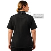 Ubon Womens Plus Size Chef Coat Short Sleeve Chef Jacket Work Jacket Black 2XL