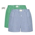 thumbnail image 5 of yillto 2 Pack Womens Boxer Shorts Bottoms Summer Casual Lounge Sleepwear Elastic Pajama Plaid Short Pants, 5 of 6