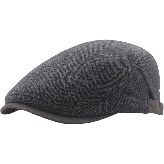 CoCoMangos Mens Herringbone Tweed Newsboy Cap Flat Ivy Hat Adjustable Cabbie Cap for Women