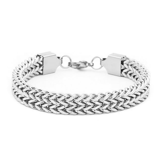 Pulsera de cadena de eslabones para hombre Acero inoxidable Ancho Largo