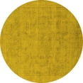thumbnail image 1 of Ahgly Company Machine Washable Indoor Round Oriental Yellow Industrial Area Rugs, 3' Round, 1 of 4