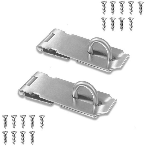 EcoNesxp 5 Inch Stainless Steel Safety Lock Hasp Latch Door Lock Hasp Lock Extra Thick Door Lock Hasp with Screws Brushed Finish White
